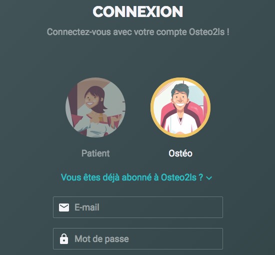 Connexion au service de prise des rendez-vous en ligne avec Osteo2ls